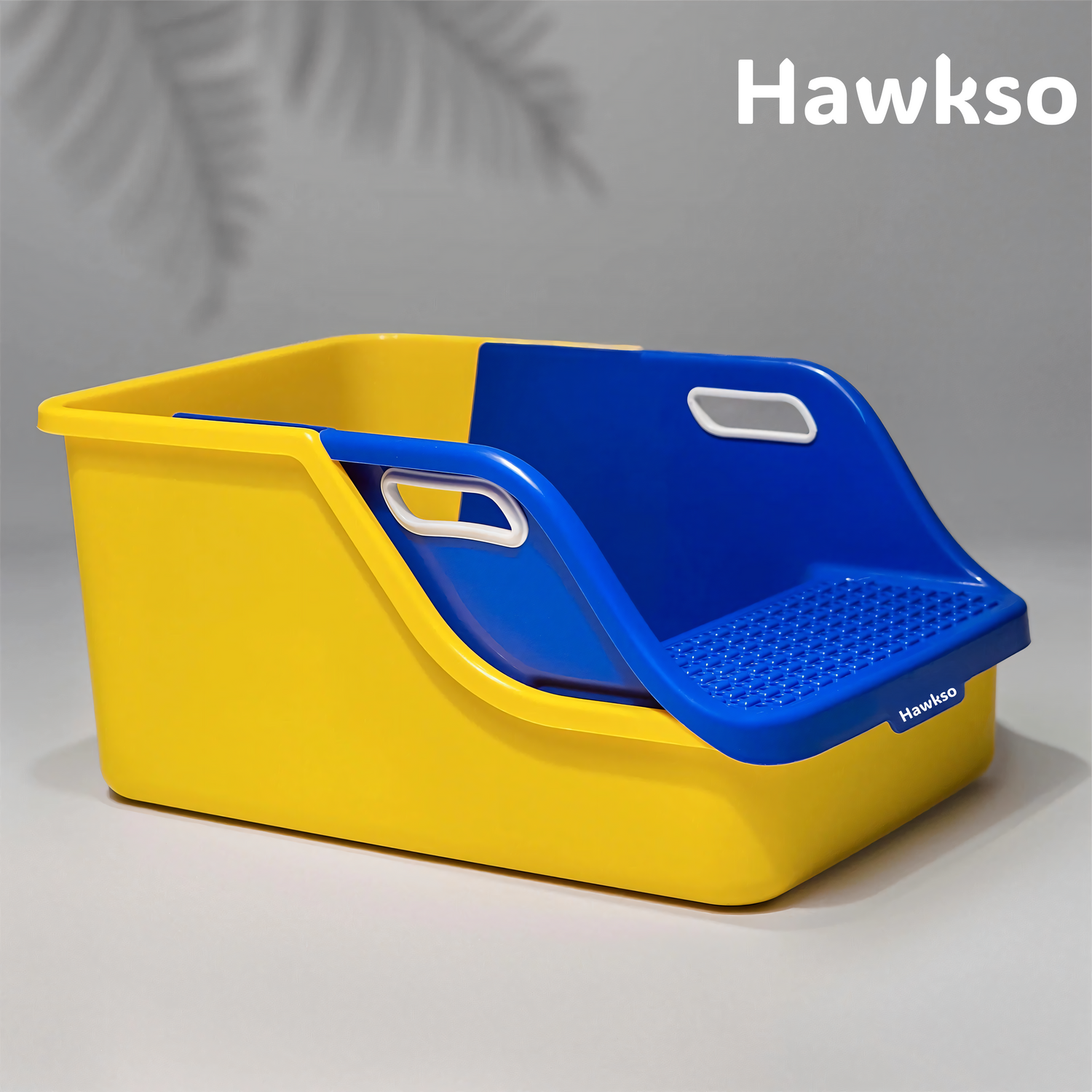 Hawkso expandable cat litter box with single-scoop cleaning system, ideal for large or multiple cats.