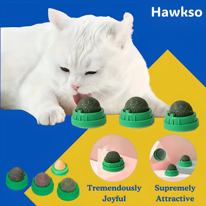 Catnip Toy Balls by Hawkso - (Set of 4) - Edible Chew Toys for Cats with Teeth Cleaning Benefits