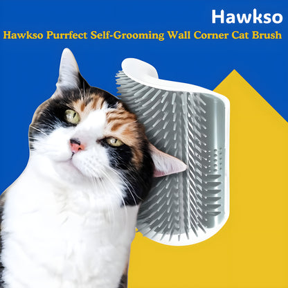 Self-Grooming Wall Corner Cat Brush with Massage Combs by Hawkso - Purrfect for Cats & Kittens